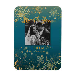 Gold Snowflakes Winter Hochzeit Danke Magnet