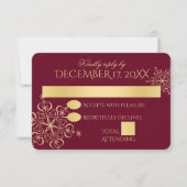 Gold Snowflakes Winter Hochzeit Reaktion Einladung (Vorderseite)