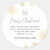 Gold Snowflakes Xmas Custom Business Logo Company Runder Aufkleber (Vorderseite)