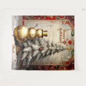 Gold Snowman Christmas Tree Holiday Backdrop Wandteppich (Vorderseite (Horizontal))