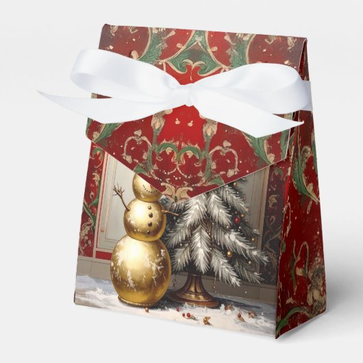 Gold Snowman Christmas Tree Holiday Favor Box Geschenkschachtel (Vorderseite)