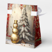 Gold Snowman Christmas Tree Holiday Favor Box Geschenkschachtel (Rückseite)