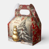 Gold Snowman Christmas Tree Holiday Favor Box Geschenkschachtel (Rückseite)