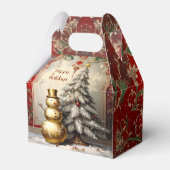 Gold Snowman Christmas Tree Holiday Favor Box Geschenkschachtel (Vorderseite)