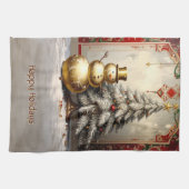 Gold Snowman Christmas Tree Holiday Geschirrtuch (Horizontal)