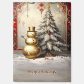 Gold Snowman Christmas Tree Holiday Magnet (Vorderseite)