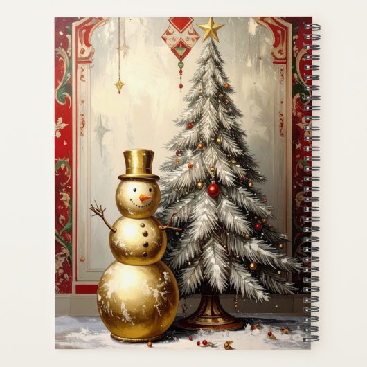 Gold Snowman Christmas Tree Holiday Planner Planer (Rückseite)