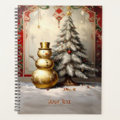 Gold Snowman Christmas Tree Holiday Planner Planer (Vorderseite)