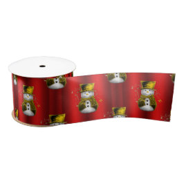 Gold Snowman in Red Satinband