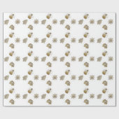 Gold Snowman, Schneeflocke, Baum und Poinsetta Geschenkpapier (Flach)