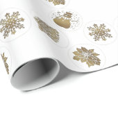 Gold Snowman, Schneeflocke, Baum und Poinsetta Geschenkpapier (Rolleneckpunkt)