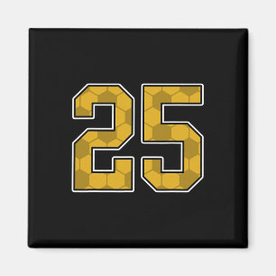 Gold Soccer Muster Nummer 25 Trikot Spieler Unifor Magnet