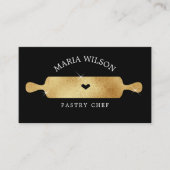 Gold Social Media Icons Pastry Koch Rolling Button Visitenkarte (Vorderseite)