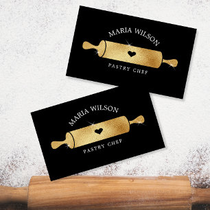 Gold Social Media Icons Pastry Koch Rolling Button Visitenkarte