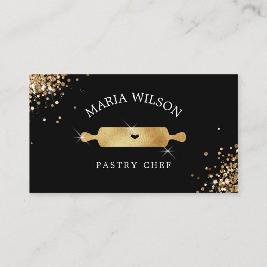 Gold Social Media Icons Pastry Koch Rolling Button Visitenkarte (Vorderseite)