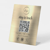 Gold Social Media QR Code Business-Logo Sockelschild (Vorderseite)