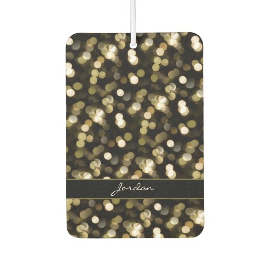 Gold Soft Focus Funkelleuchten mit Namen Autolufterfrischer (Vorderseite)
