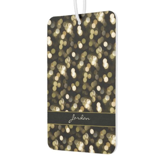 Gold Soft Focus Funkelleuchten mit Namen Autolufterfrischer (Links)