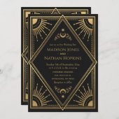 Gold Solar Gothic Elegant Tarot Card Hochzeit Einladung (Vorne/Hinten)