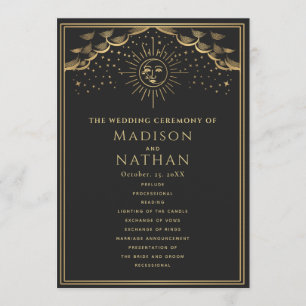 Gold Sonne und Mond Tarot Hochzeit Programm