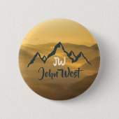 Gold Sonnenaufgang personalisierbare Berge Monogra Button (Vorderseite)