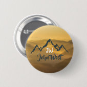 Gold Sonnenaufgang personalisierbare Berge Monogra Button (Vorne & Hinten)