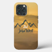 Gold Sonnenaufgang personalisierbare Berge Monogra Case-Mate iPhone Hülle (Rückseite)