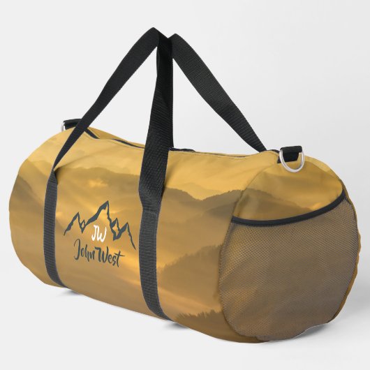 Gold Sonnenaufgang personalisierbare Berge Monogra Duffle Bag (Rechte Ecke)