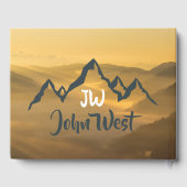 Gold Sonnenaufgang personalisierbare Berge Monogra Gästebuch (Rückseite)