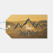 Gold Sonnenaufgang personalisierbare Berge Monogra Geschenkanhänger (Rückseite Horizontal)