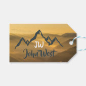 Gold Sonnenaufgang personalisierbare Berge Monogra Geschenkanhänger (Vorderseite (Horizontal))