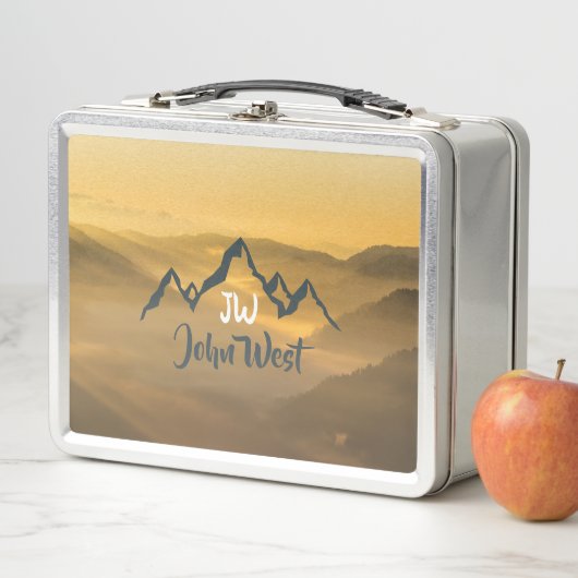 Gold Sonnenaufgang personalisierbare Berge Monogra Metall Brotdose (Beispiel)