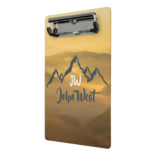 Gold Sonnenaufgang personalisierbare Berge Monogra Mini Klemmbrett