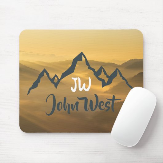 Gold Sonnenaufgang personalisierbare Berge Monogra Mousepad (Mit Mouse)