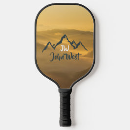 Gold Sonnenaufgang personalisierbare Berge Monogra Pickleball Schläger