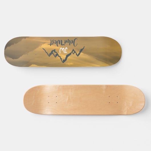 Gold Sonnenaufgang personalisierbare Berge Monogra Skateboard (Horizontal)