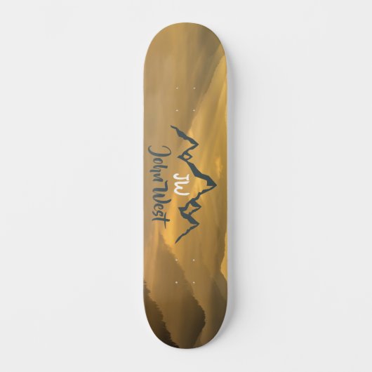 Gold Sonnenaufgang personalisierbare Berge Monogra Skateboard (Vorderseite)