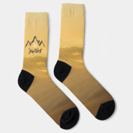 Gold Sonnenaufgang personalisierbare Berge Monogra Socken