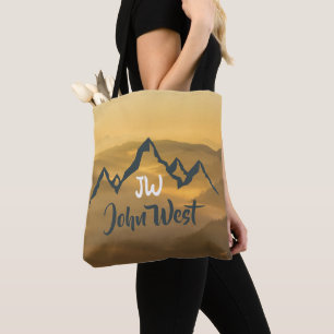 Gold Sonnenaufgang personalisierbare Berge Monogra Tasche