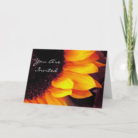 Gold Sonnenblume Blume Sie sind eingeladen Hochzei Einladung (Vorderseite)