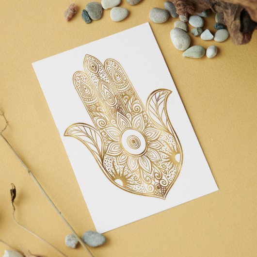Gold Sonnenblume Hamsa Hand Karte