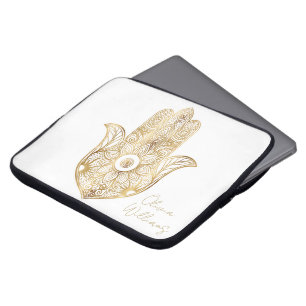 Gold Sonnenblume Hamsa Hand Laptopschutzhülle