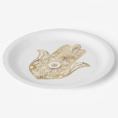 Gold Sonnenblume Hamsa Hand Pappteller (Schrägansicht)