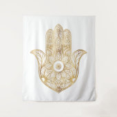 Gold Sonnenblume Hamsa Hand Wandteppich (Vorderseite)