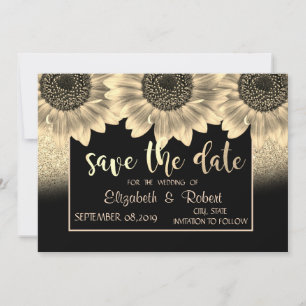 Gold, Sonnenblumen, Glitter Termin vormerken Save The Date