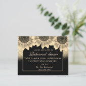 Gold, Sonnenblumen, Glitzer Probe Dinner Einladung (Stehend Vorderseite)