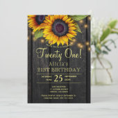 Gold Sonnenblumen Land Holz 21 Einladung (Stehend Vorderseite)