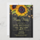 Gold Sonnenblumen Land Holz Stall 30 Geburtstag Einladung (Vorderseite)