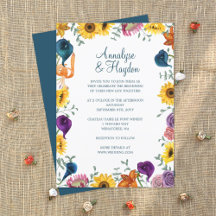 Gold Sonnenblumen, Navy & Plum Calla Lilies Weddin