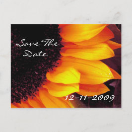 Gold Sonnenblumen Rett Date Bride Groom Hochzeit Ankündigungspostkarte